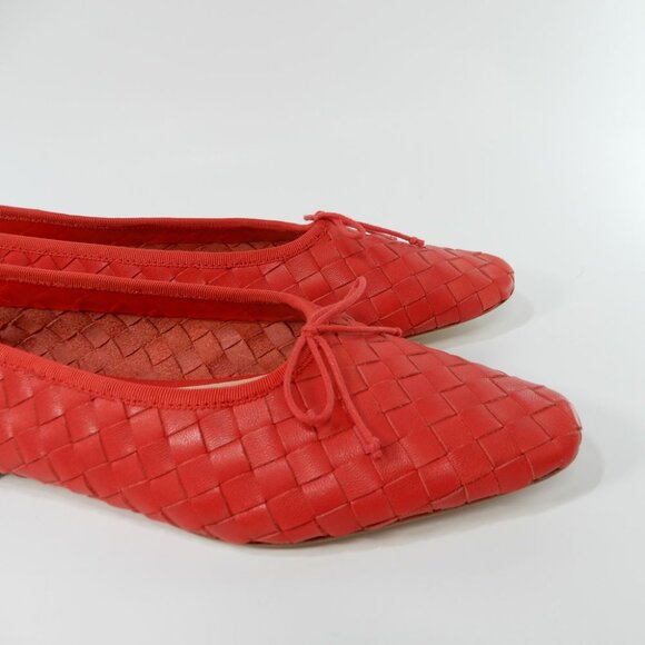 Loeffler Randall Landry Woven Ballet Flats Size 9 Red Leather Bow NEW $350 - Picture 9 of 16